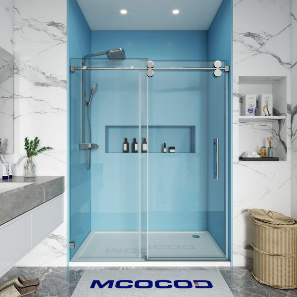 Single Sliding Frameless Shower Door with Round Guide Rail - SS04