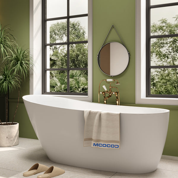 High-back Acrylic Bathtub with Integrated Overflow Drain